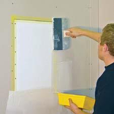 Jednoduchá instalace Připevnění Zakrytí páskou Zatmelení spáry Zbroušení Malování Instaluje se jako standardní sádrokartonová