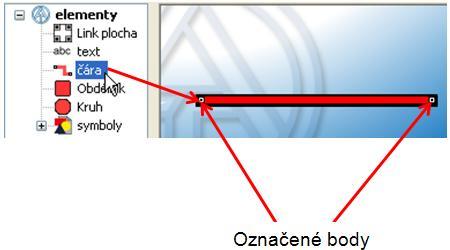 13 Linka je vedena na stránce přes drag & drop. Každý vybraný řádek má dva označovací body.