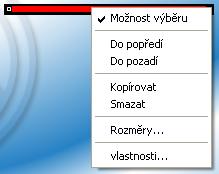 Kliknutím na rysku s pravým tlačítkem myši se zobrazí menu pro výběr: Zde může být nastaven