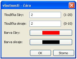 "Popředí/pozadí"), a vlastnosti čáry.