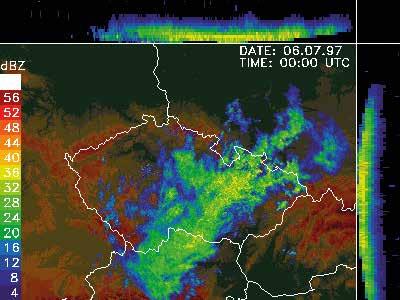 Prezentace kvazi-3d zobrazení s bočními průměty, rozlišení 2 2 km, poblíž Prahy neodfiltrované zbytky pozemních