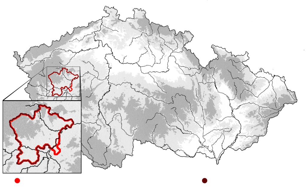 55 Území okresu v roce 2005 Území okresu po roce 2007 Obr. 1: Zkoumané území na mapě ČR.