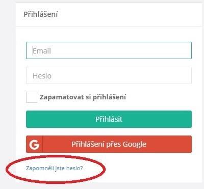 Zapomenuté heslo Přihlášení je možné pouze s registrovaným emailem. Není možné se přihlásit s jinou emailovou adresou, než na jakou Vám byl doručen email o registraci.