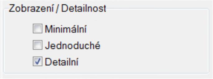 Na výběr jsou varianty Minimální, Jednoduché a Detailní.