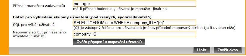 Ověření je používáno pro jednu firmu Pro zprovoznění této funkce je potřeba rozšířit uživatelskou databázi o sloupec příznaku manažera zadavatelů. Nejjednoduší je přidat sloupec (např.