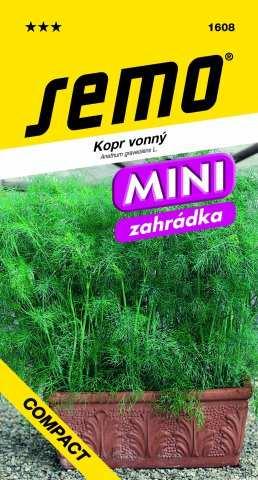 Objednací číslo:1608 Kopr vonný COMPACT Kompaktní odrůda určená pro pěstování v truhlících či jiných nádobách. Vyniká jemnou kořenitou chutí a bohatou zelenou hmotou.