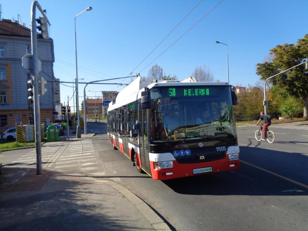 Trend v městské dopravě: parciální trolejbusy (akumulátor umožňuje provoz mimo trakční vedení) Praha: