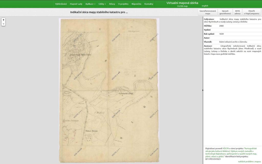 1839 - Indikační skica mapy stabilního katastru