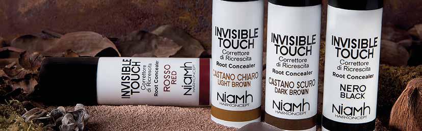 NIAMH = ŠPIČKOVÁ TECHNOLOGIE A EXKLUZIVNÍ AKTIVNÍ SLOŽKY 12214 Invisible Touch Root Concealer Blond světlý blond 1215 Invisible Touch Root Concealer Black černá 1216 Invisible Touch Root Concealer