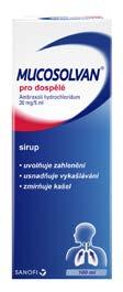 -23 % Mucosolvan pro dospělé 100 ml Léčí vlhký kašel. Rozpouští hlen. Usnadňuje vykašlávání. Jahodová příchuť.