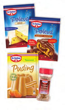 příchutí 300 ml mléka 40 g cukru 100 g oříškové čokolády Na ozdobení: 1 balíček Polevy mléčné ½ balíčku Polevy světlé 1 balení Salted caramel crunch plech na pečení (30 x 40 cm) elektrický ruční