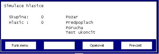 8.4 Simulace stavů hlásičů V této položce nabídky lze pro účely zkoušení simulovat stav adresovatelných hlásičů řady 900/900 a IQ8Quad (nikoli kopplerů esserbus ).