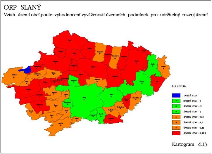 2.4 KARTOGRAM VZTAH ÚZEMÍ OBCÍ PODLE VYHODNOCENÍ VYVÁŽENOSTI ÚZEMNÍCH PODMÍNEK
