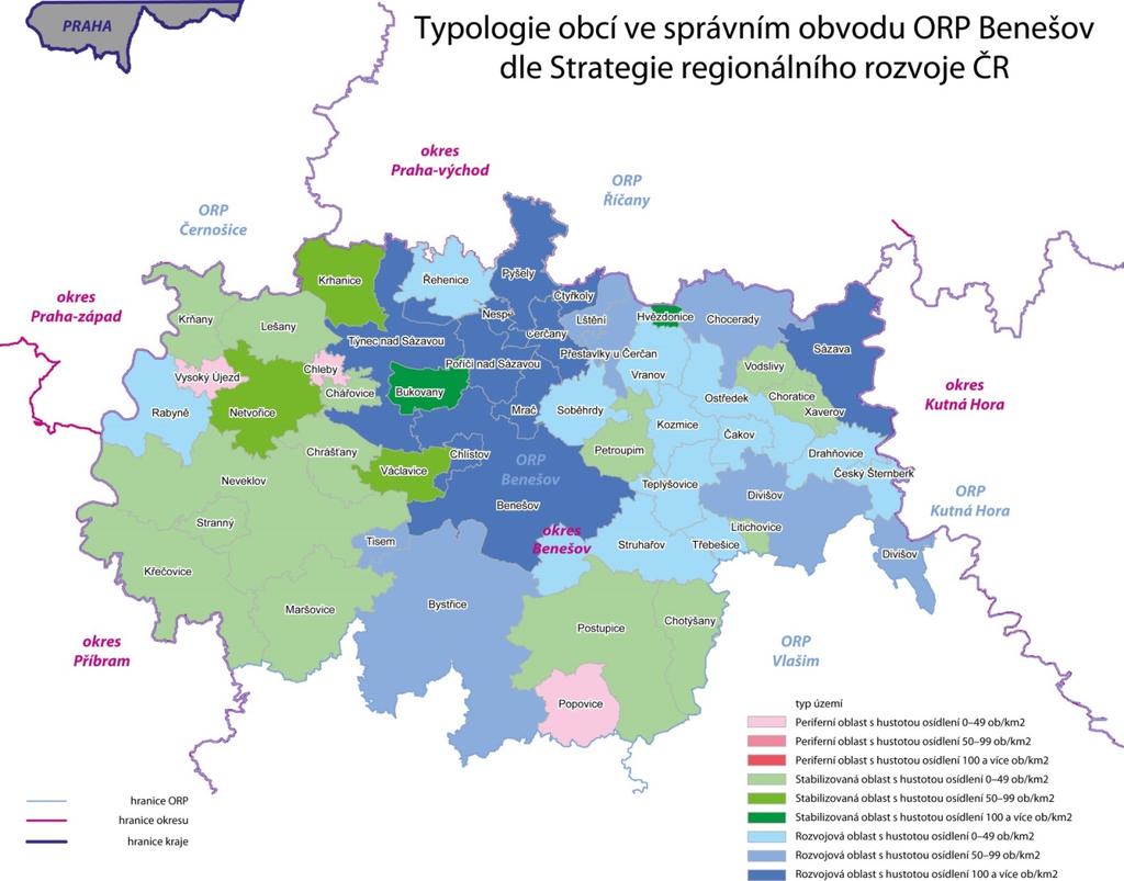 Mapa 2 Typologie obcí dle SRR 2014 2020 2.1.2. Stručná charakteristika území správního obvodu A.