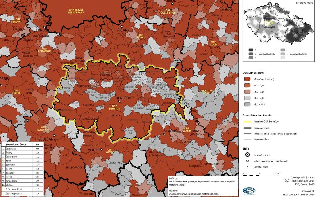 Kartogram 6 Dostupnost mateřských škol