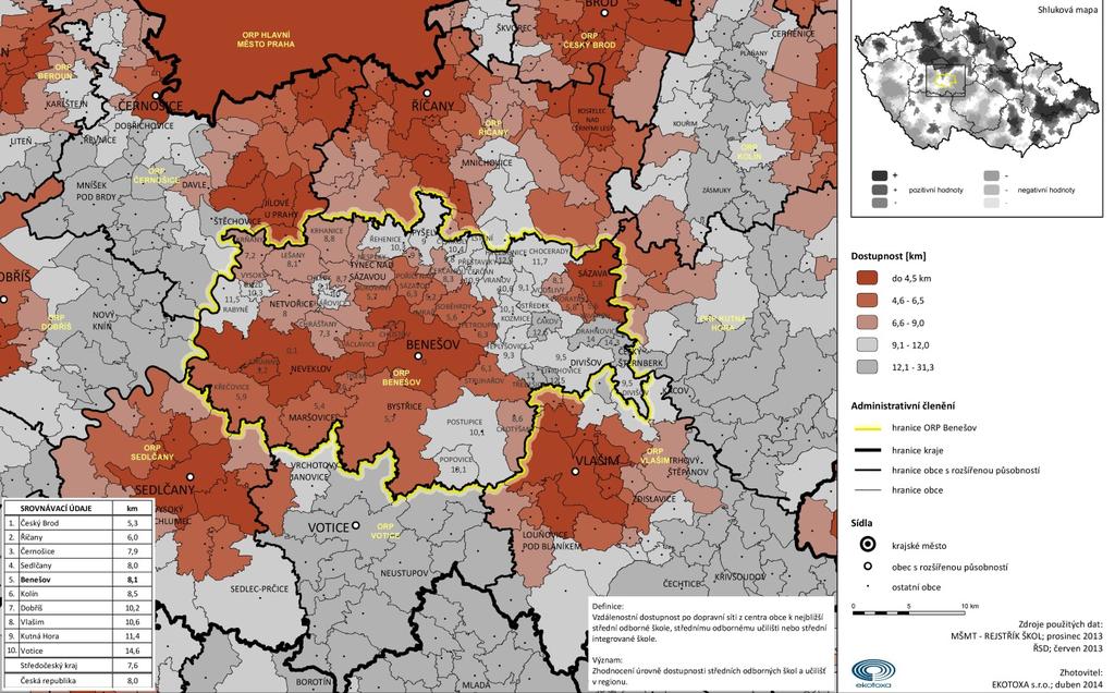 Kartogram 8 Dostupnost středních škol Kartogram 9 Dostupnost