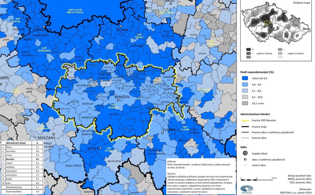 Kartogram 23 Míra nezaměstnanosti Území SO ORP