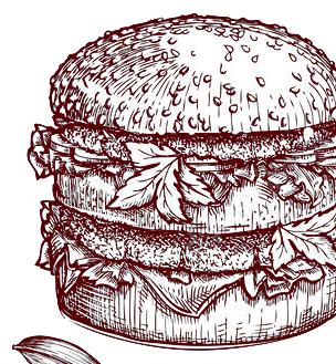 BURGERS & HOT-DOGS v ceně menu jsou naše hranolky/nachos s chilli omáčkou/ tatarkou/kečupem 70g Klasik Burger hovězí maso, salát, rajče, kyselá okurka, rajčatový relish s kapary, 99,- pšeničná