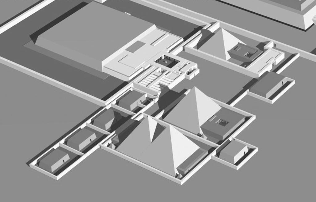 PYRAMIDOVÉ KOMPLEXY KRÁLOVEN NA ABÚSÍRSKÉM POH EBI TI Obr. 11 Poãítaãová rekonstrukce prostoru abúsírské nekropole kolem pyramidov ch komplexû Lepsius ã. 24 a 25 (J. Krejãí).