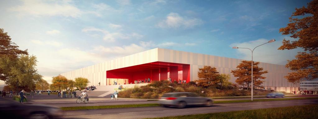 Název projektu: Atletická hala Kampus Umístění: Univerzitní kampus. Vstup do haly je orientován k ulici Kamenice s vazbou na zastávky MHD v ulici Kamenice a na dopravní terminál před FN.