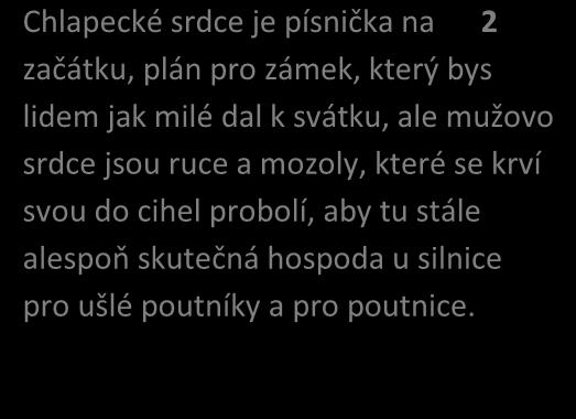 Neslyší slepec, - do tmy se propadá a tma jej objímá a tma jej opřádá, raněné srdce už z hrudi mu odchází hledat si ve světě jinačí obvazy, však nad