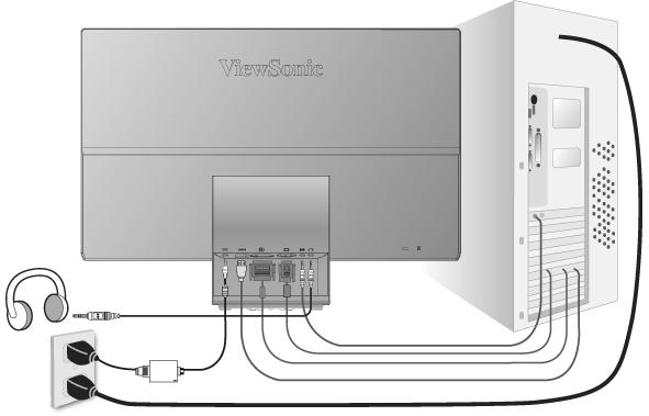Rychlá instalace 1. Připojte adaptér AC/DC k displeji LCD a potom připojte napájecí kabel k elektrické zásuvce 2. Připojení videokabelu Zkontrolujte, zda jsou monitor LCD a počítač VYPNUTÉ.