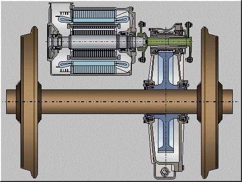 Každé dvojkolí je poháněno asynchronním motorem s trvalým výkonem asi 410 kw, provedeným jako závěsný motor. U lokomotiv řady 2016 se používá pohon pastorkovou hřídelí.