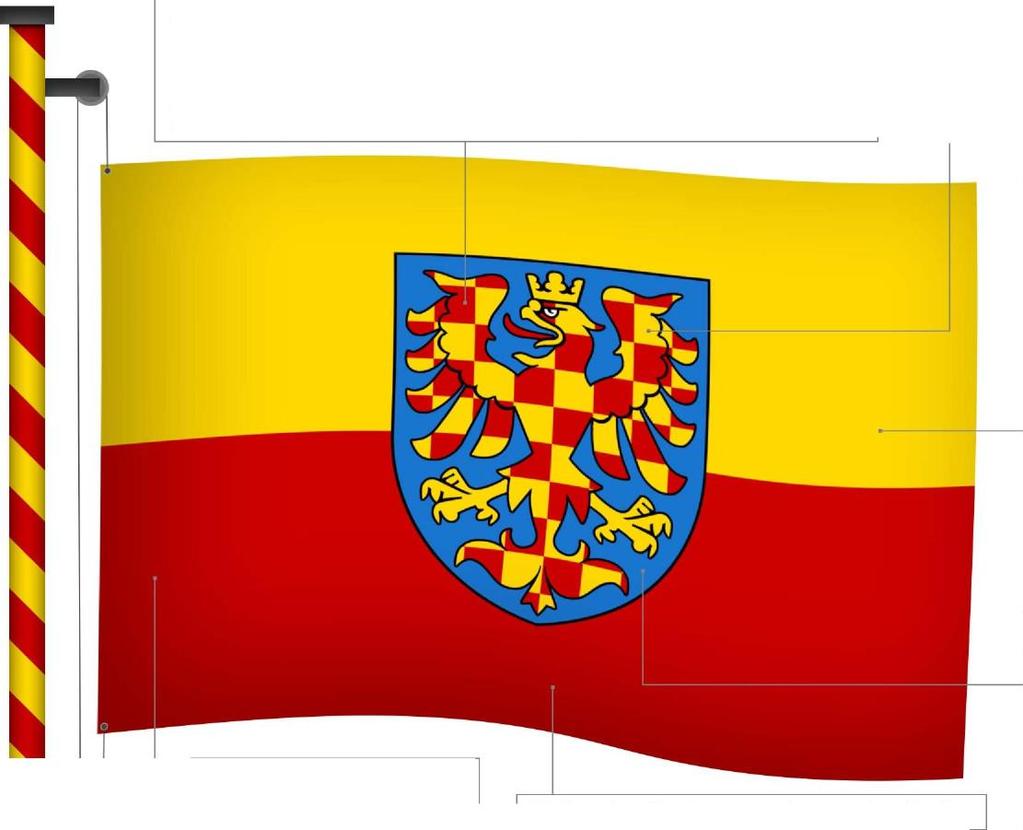 ZEMSKÉ BARVY MORAVY Dne 14. srpna 1848 se usnesl moravský zemský sněm, aby se i do budoucna za pravé zemské barvy označovaly barvy zlatá (žlutá) a červená. Byly jimi značeny sloupky i zemský majetek.