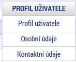 Osobní údaje po zadání uživatelského jména a hesla je možné měnit