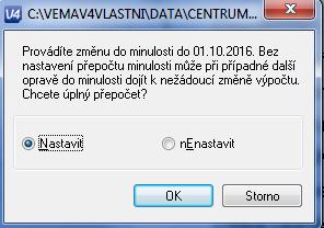 den období zpracování, v programu nově nabídneme možnost vytvoření věty se začátkem platnosti od 1. dne aktuálního období zpracování. Při výběru volby Založit nový záznam k DD.MM.