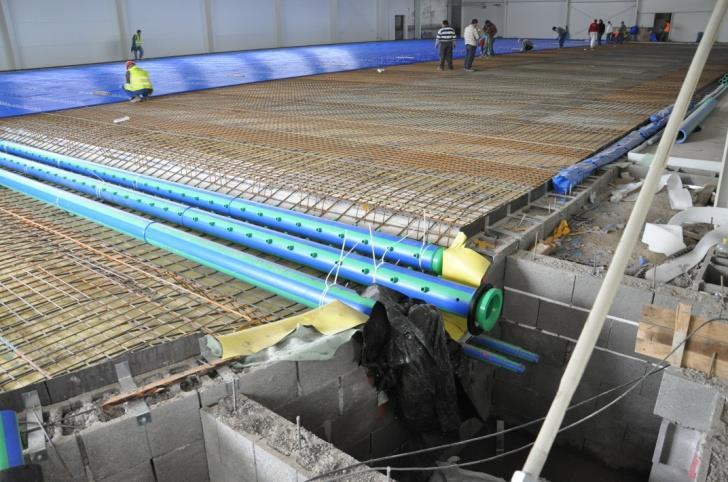 ledové plochy, curlingové plochy, VZT, odvlhčení, MaR a topení 440 kw instalovaného výkonu chladicích