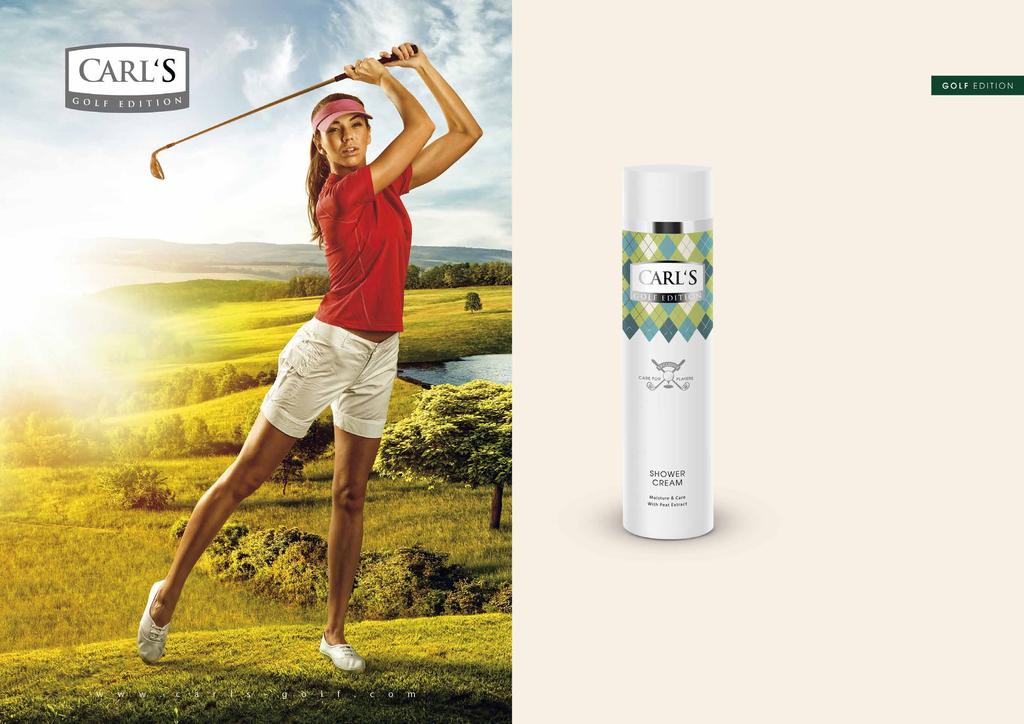 PHYTO-MINERAL M+M n JEMNÉ TENZIDY NA BÁZI KOKOSOVÉHO OLEJE n NEOBSAHUJE SŮL n KONDICIONAČNÍ SLOŽKA n C O S M E T I C CARL S Golf Edition je golfová řada od producenta karlovarské lázeňské kosmetiky