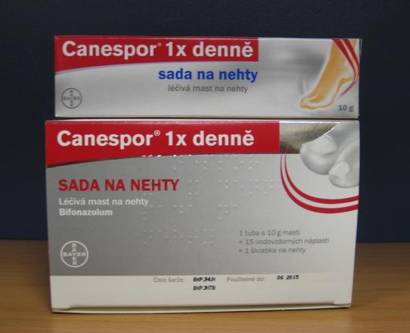 Obrázek 3 Canespor 1x denně sada na nehty ONYSTER Balení obsahuje: 10 g masti + 21 náplastí. Indikační skupina: Dermatologikum, antimykotikum.