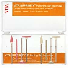 VITA SUPRINITY Polishing Set (clinical / technical) Popis výrobku Sady VITA SUPRINITY Polishing Sets byly vyvinuty pro bezpečné, hospodárné a materiálově správné povrchové zpracování restaurací z