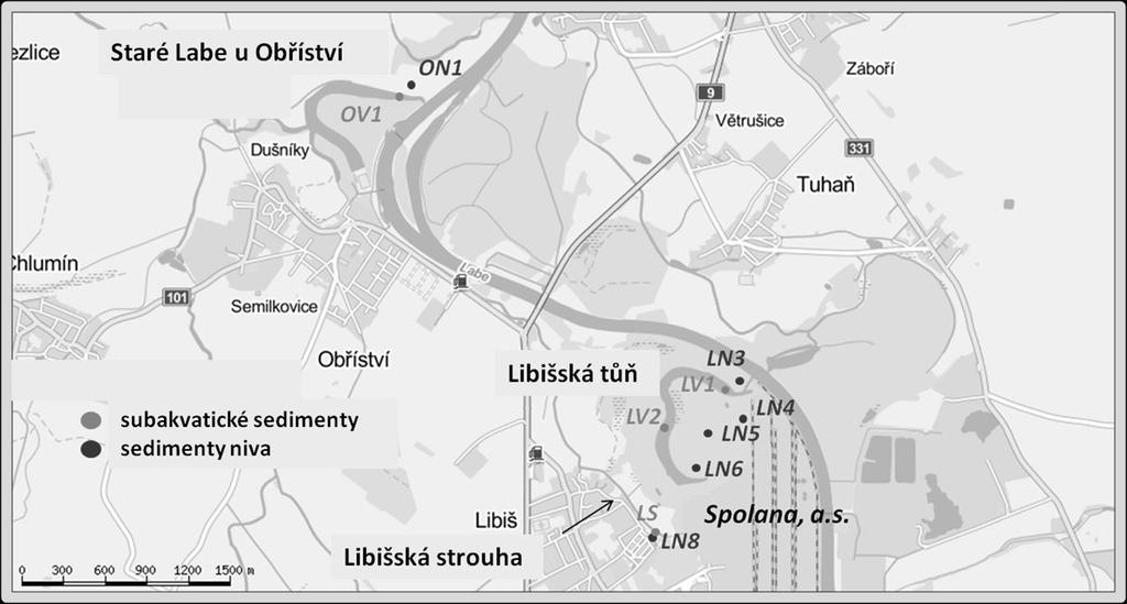 tohoto příspěvku. Obrázek 2 Odběrová místa na Pardubicku a Neratovicku při vzorkování 2013 