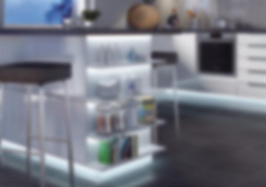 YourLED Strips Kompletní sady s adaptérem k okamžitému použití warm white daylight Příklad projektu 3: osvětlení dna regálu a konzoly pomocí YourLED Daylight 7 m (Dimm/Switch Controller 6 = 6) 4 m
