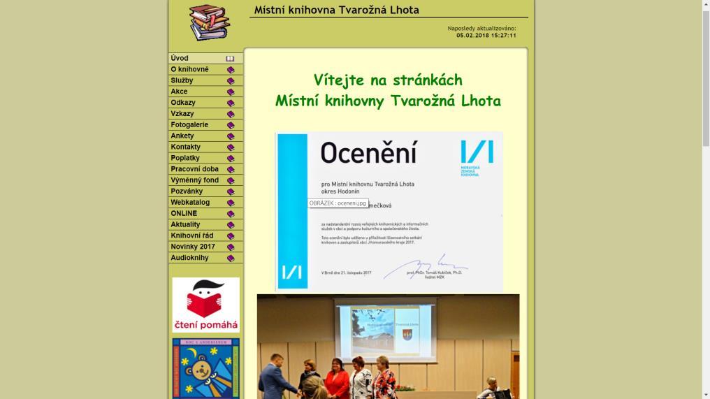 Okres Hodonín Místní knihovna Tvarožná Lhota http://www.infocentrumzdanice.cz/index.php?