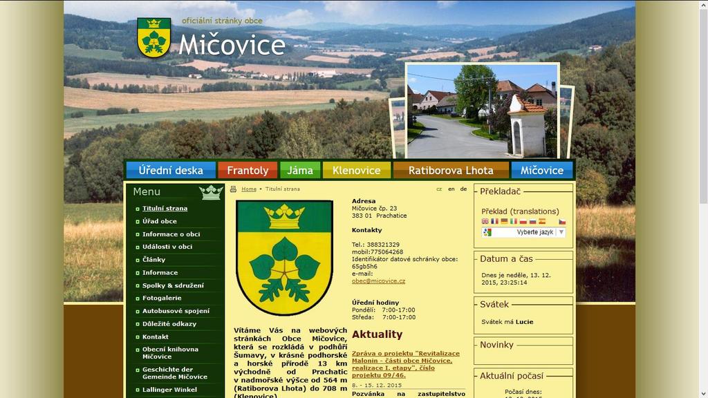 Obec Mičovice Počet obyvatel (k