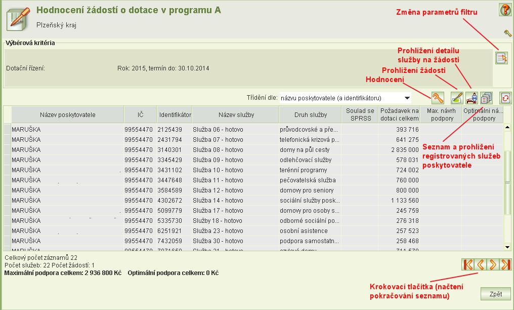 Povolený mimořádný termín je možné smazat, jestliže nebyla žádost v rámci mimořádného termínu podána. Termín nelze nastavit do minulosti.