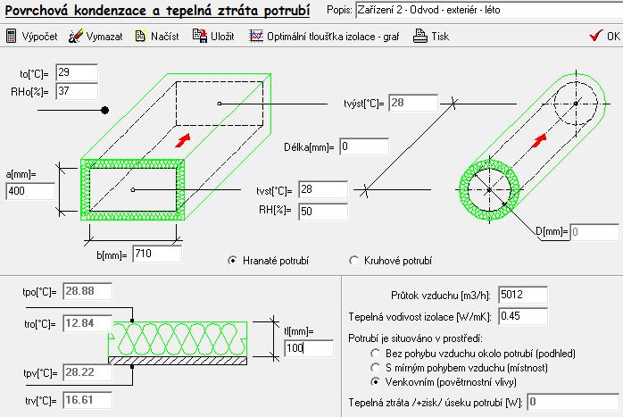 Potrubí ve venkovním prostředí bude tepelně izolováno v tloušťce 100 mm. Přívodní potrubí obou zařízení a odvodní potrubí zařízení 1 bude v místnosti 1.17 tepelně izolováno v tloušťce 40mm.