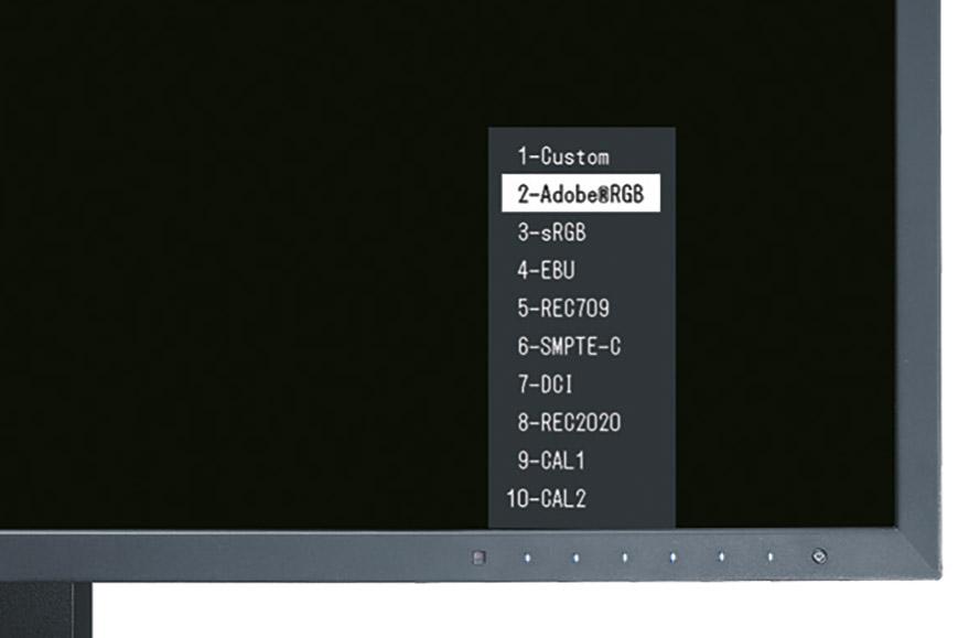 Blesková změna barevného režimu Pouhým stisknutím tlačítka vyvoláte barevný režim uložený v monitoru. Normy jako např. AdobeRGB, srgb nebo EIZO Režim Papír jsou již továrně přednastavené.