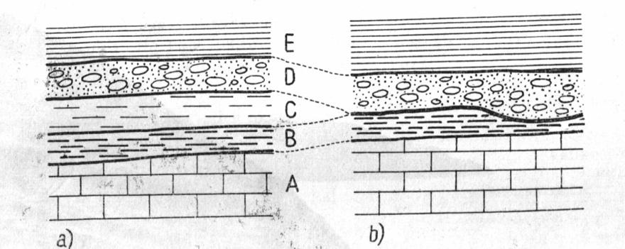 ve flyšovém souvrství) - čeřiny pohybem vln při pobřeží - facie souhrn vlastností sedimentu, které vyplývají z geografické povahy místa vzniku a podmínek usazování; dle geografického místa vzniku