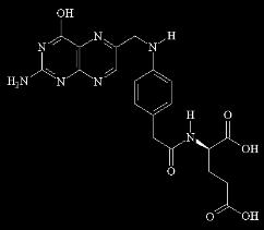 kyselina listová (folát, vitamín B9) aminopterin 1947 - Sidney Farber (Harward Medical School) Bylo známo, že podání kyseliny listové obnoví krvetvorbu při anemie z nedostatku folátu Pokoušel se