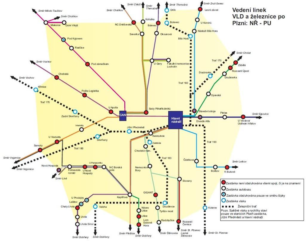 Západního okruhu bude nutné zavést linku MHD ze Severního předměstí na Borská pole. Na ni budou autobusy VLD navazovat v zastávkách Severka a Okounová.