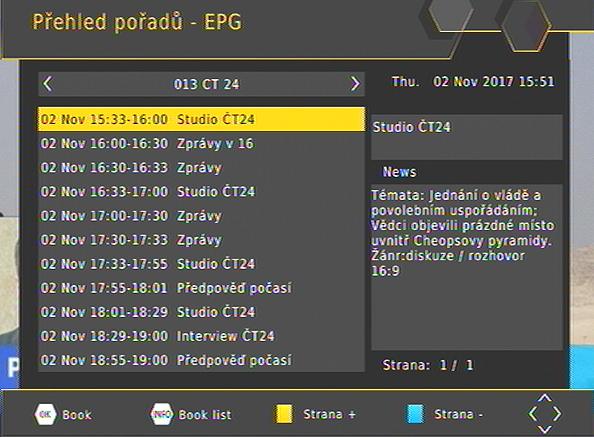 Tlačítko [TTX] - teletext Po stisknutí tlačítka [TEXT] v průběhu sledování TV vysílání se vyvolá box umožňující volbu teletextu.