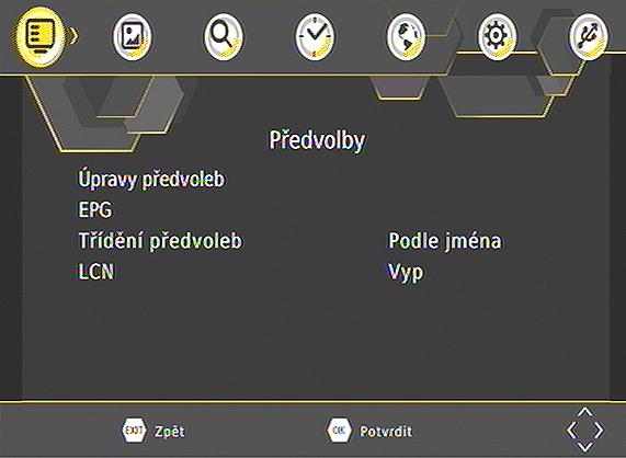6 ZÁKLADNÍ OPERACE V MENU MENU PŘEDVOLBY 6.1.