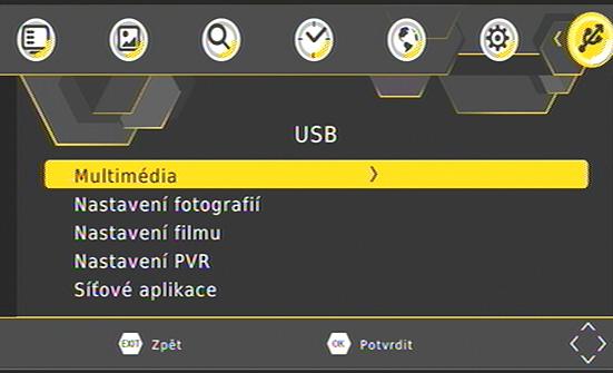 6.7 MENU USB 6.7.1 MULTIMEDIA Funkce MULTIMEDIA slouží pro přehrávání obrázkových, hudebních a filmových souborů