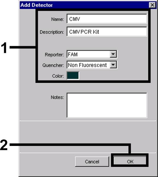 8.6.3.2 Vytvoření/volba detektorů V nabídce Tools, v podnabídce Detector Manager, (alternativně zvolte režim Setup/funkci Add Detector) přiřaďte dokumentu odpovídající barviva detektorů.