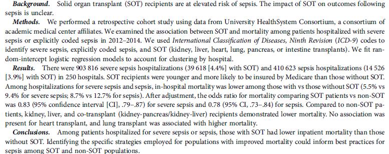 lower inpatient mortality than those without SOT.
