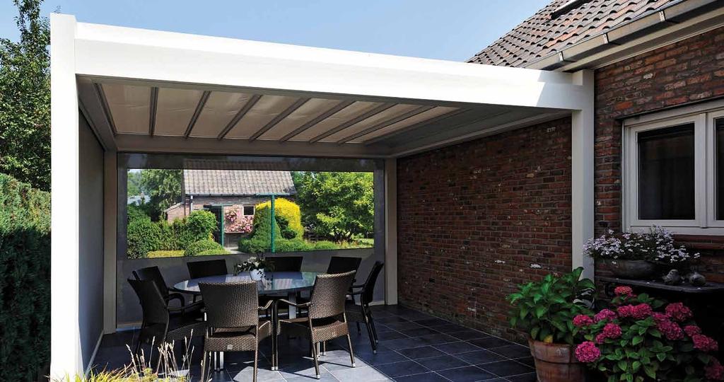 OBSAHUJE O V L A D A Č B-300 Pergola s posuvným baldachýnem Díky důmyslné střešní konstrukci je voda